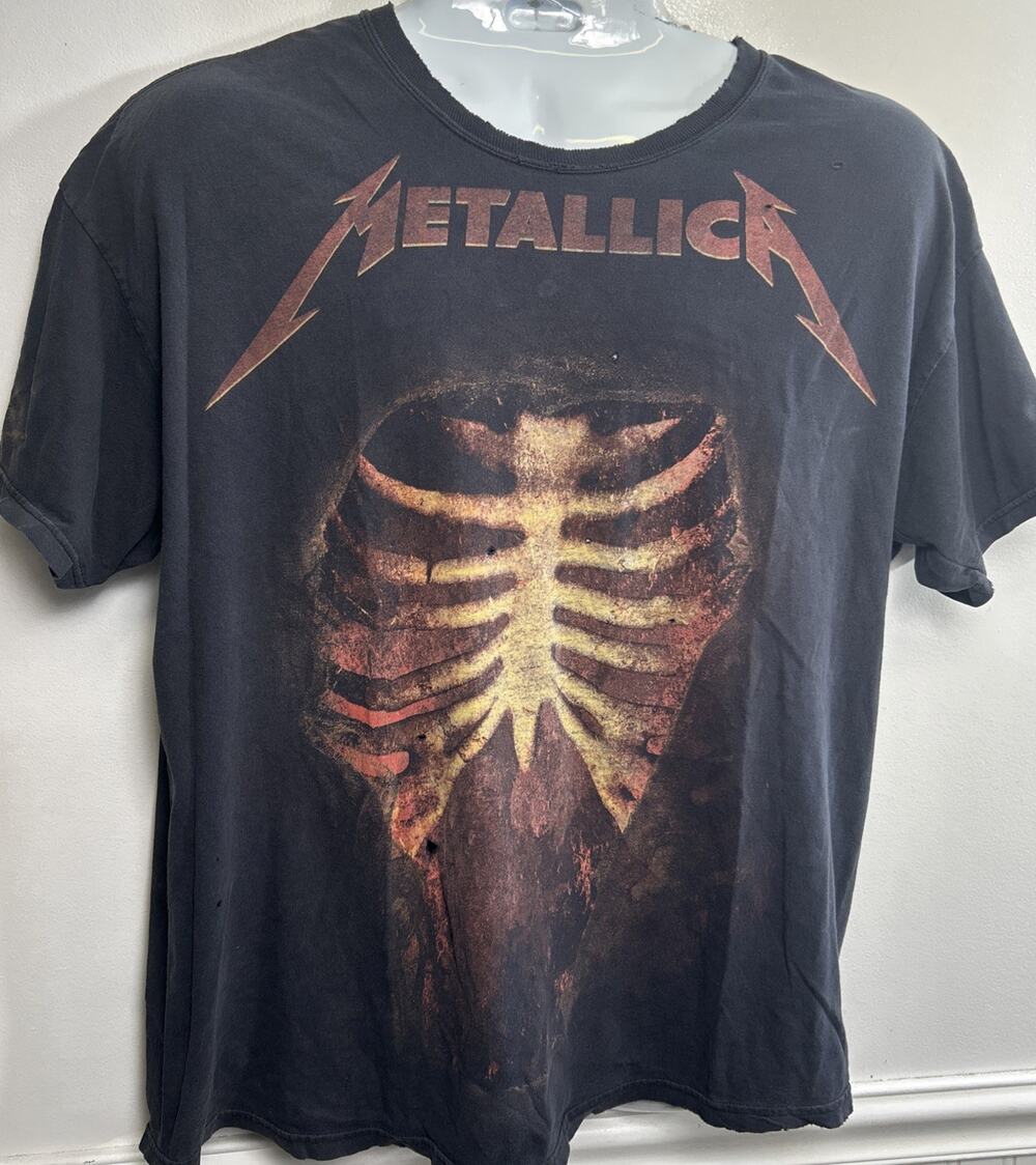 VINTAGE 00s METALLICA RIB CAGE SPINE BONES BODY SKELETON ROCK BAND TEE MENS XL